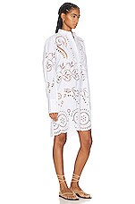 NILI LOTAN Mathilde Embroidered Poplin Dress in WHITE, view 2, click to view large image.