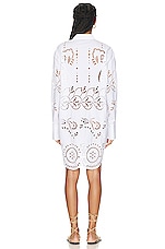 NILI LOTAN Mathilde Embroidered Poplin Dress in WHITE, view 3, click to view large image.