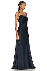NILI LOTAN Marianne Silk Gown in Dark Navy, view 2, click to view large image.