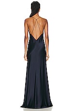 NILI LOTAN Marianne Silk Gown in Dark Navy, view 3, click to view large image.