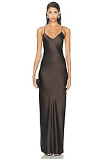 NILI LOTAN Cami Gown in Dark Brown, view 1, click to view large image.