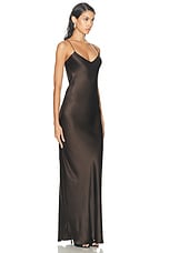 NILI LOTAN Cami Gown in Dark Brown, view 2, click to view large image.