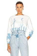 NILI LOTAN Classic Crew Neck Sweatshirt in Sky Blue Tie Dye, view 1, click to view large image.
