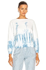NILI LOTAN Classic Crew Neck Sweatshirt in Sky Blue Tie Dye, view 2, click to view large image.