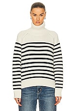 NILI LOTAN Gideon Sweater in Ivory & Dark Navy Stripe, view 1, click to view large image.