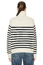 NILI LOTAN Gideon Sweater in Ivory & Dark Navy Stripe, view 3, click to view large image.