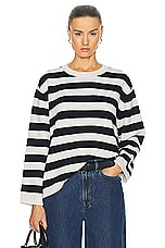 NILI LOTAN Trina Sweater in Ivory & Dark Navy Stripe, view 1, click to view large image.