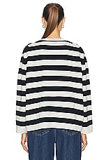 NILI LOTAN Trina Sweater in Ivory & Dark Navy Stripe, view 3, click to view large image.
