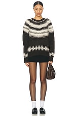 NILI LOTAN Genevive Sweater in Chocolate Fairisle, view 4, click to view large image.