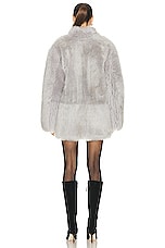 NILI LOTAN Leonce Shearling Coat in Light Grey, view 3, click to view large image.