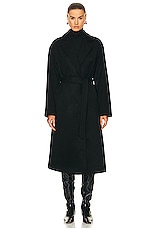 NILI LOTAN Fabien Wrap Coat in Black, view 2, click to view large image.
