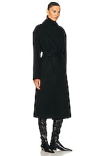 NILI LOTAN Fabien Wrap Coat in Black, view 3, click to view large image.