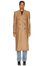 NILI LOTAN Edmont Double Breasted Long Coat in Camel, view 2, click to view large image.