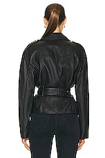 NILI LOTAN Aurelie Waisted Leather Jacket in Black, view 4, click to view large image.