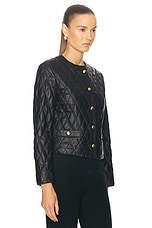 NILI LOTAN Amy Quilted Leather Jacket in Black, view 3, click to view large image.