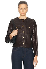 NILI LOTAN Kitra Leather Jacket in Brown, view 1, click to view large image.