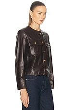 NILI LOTAN Kitra Leather Jacket in Brown, view 2, click to view large image.