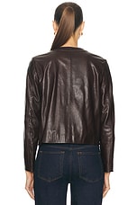 NILI LOTAN Kitra Leather Jacket in Brown, view 3, click to view large image.