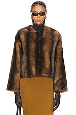 NILI LOTAN Elan Shearling Jacket in Camel & Brown | FWRD
