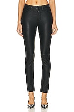 NILI LOTAN Nils Slim Leather Pant in Black, view 1, click to view large image.