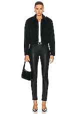 NILI LOTAN Nils Slim Leather Pant in Black, view 4, click to view large image.