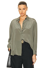 NILI LOTAN Julien Shirt in Admiral Green, view 1, click to view large image.