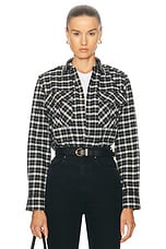 NILI LOTAN Jeanette Top in Black & Green Plaid, view 1, click to view large image.