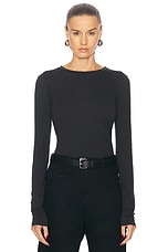 NILI LOTAN Long Sleeve Shirt in Washed Black, view 1, click to view large image.