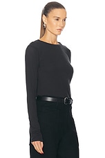 NILI LOTAN Long Sleeve Shirt in Washed Black, view 2, click to view large image.