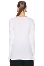 NILI LOTAN Long Sleeve Shirt in White, view 3, click to view large image.