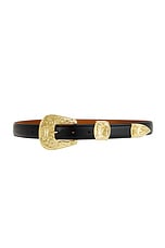 Needles Leather Papillon Western Tip Belt in Black, view 1, click to view large image.