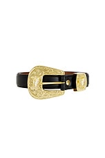 Needles Leather Papillon Western Tip Belt in Black, view 3, click to view large image.