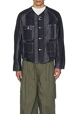 Needles Short Coverall 10oz Denim Stripe In Narrow in Narrow, view 3, click to view large image.