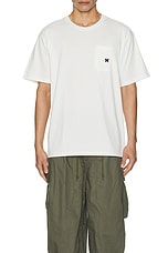 Needles Short Sleeve Crew Neck Tee Poly Jersey in White, view 4, click to view large image.