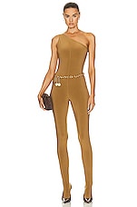 Norma Kamali One Shoulder Catsuit in Woods, view 1, click to view large image.