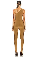 Norma Kamali One Shoulder Catsuit in Woods, view 4, click to view large image.
