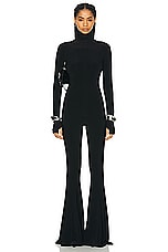 Norma Kamali Long Sleeve Turtleneck Fishtail Jumpsuit in Black, view 1, click to view large image.
