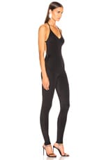 Norma Kamali Low Back Fara Slio Catsuit in Black, view 3, click to view large image.