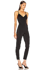 Norma Kamali Slip Mio Catsuit in Black, view 2, click to view large image.