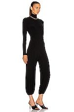 Norma Kamali Turtleneck Jog Jumpsuit in Black, view 2, click to view large image.