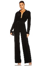 Norma Kamali Shirt Straight Leg Jumpsuit in Black, view 1, click to view large image.