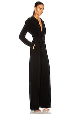 Norma Kamali Shirt Straight Leg Jumpsuit in Black, view 2, click to view large image.