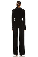 Norma Kamali Shirt Straight Leg Jumpsuit in Black, view 3, click to view large image.