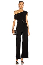 Norma Kamali Drop Shoulder Jumpsuit in Black, view 1, click to view large image.