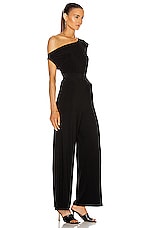Norma Kamali Drop Shoulder Jumpsuit in Black, view 2, click to view large image.
