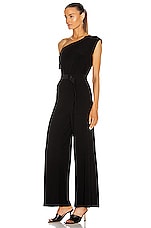 Norma Kamali Drop Shoulder Jumpsuit in Black, view 3, click to view large image.
