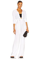 Norma Kamali NK Shirt Straight Leg Jumpsuit in White, view 1, click to view large image.