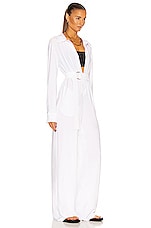 Norma Kamali NK Shirt Straight Leg Jumpsuit in White, view 2, click to view large image.