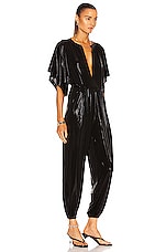 Norma Kamali Rectangle Jog Jumpsuit in Black, view 2, click to view large image.