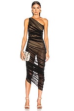 Norma Kamali Diana Gown in Black Mesh, view 1, click to view large image.